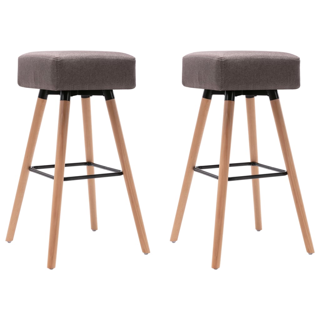 Set de 2 scaune de bar, vidaXL, Textil-lemn de fag, 42 x 42 x 76 cm, gri taupe