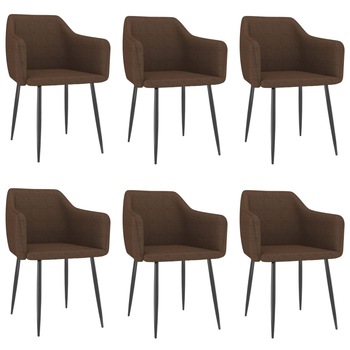 Set de 6 scaune tip fotoliu de bucatarie, vidaXL, Textil-Metal, 51 x 53 x 73 cm, Maro Set de 6 scaune tip fotoliu de bucatarie, vidaXL, Textil-Metal, 51 x 53 x 73 cm, Maro