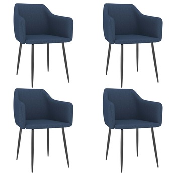 Set de 4 scaune tip fotoliu de bucatarie, vidaXL, Textil-Metal, 51 x 53 x 73 cm, Albastru Set de 4 scaune tip fotoliu de bucatarie, vidaXL, Textil-Metal, 51 x 53 x 73 cm, Albastru