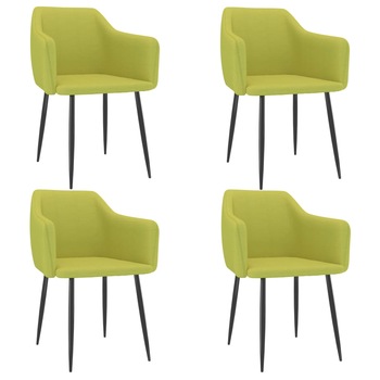 Set de 4 scaune tip fotoliu de bucatarie, vidaXL, Textil-Metal, 51 x 53 x 73 cm, Verde Set de 4 scaune tip fotoliu de bucatarie, vidaXL, Textil-Metal, 51 x 53 x 73 cm, Verde