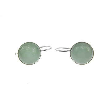 Cercei argint model clasic cu aventurin verde 10 MM Cercei argint model clasic cu aventurin verde 10 MM