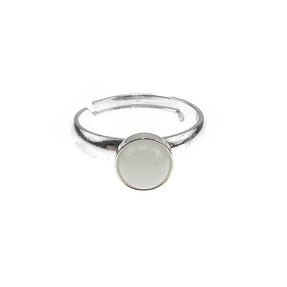 Inel argint reglabil cu jad alb natural 6 MM