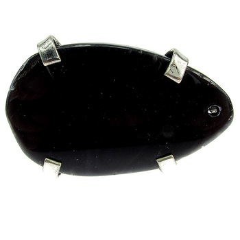 Inel reglabil statement masiv cu agat negru natural H Inel reglabil statement masiv cu agat negru natural H