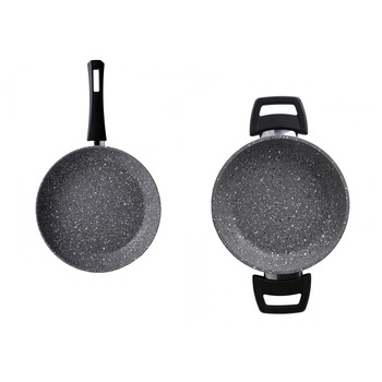 Set 2 Tigai, Karaca, Gris Bio, Granit, Tigaie universala 26 cm + Tigaie oua 20 cm, Gri Set 2 Tigai, Karaca, Gris Bio, Granit, Tigaie universala 26 cm + Tigaie oua 20 cm, Gri