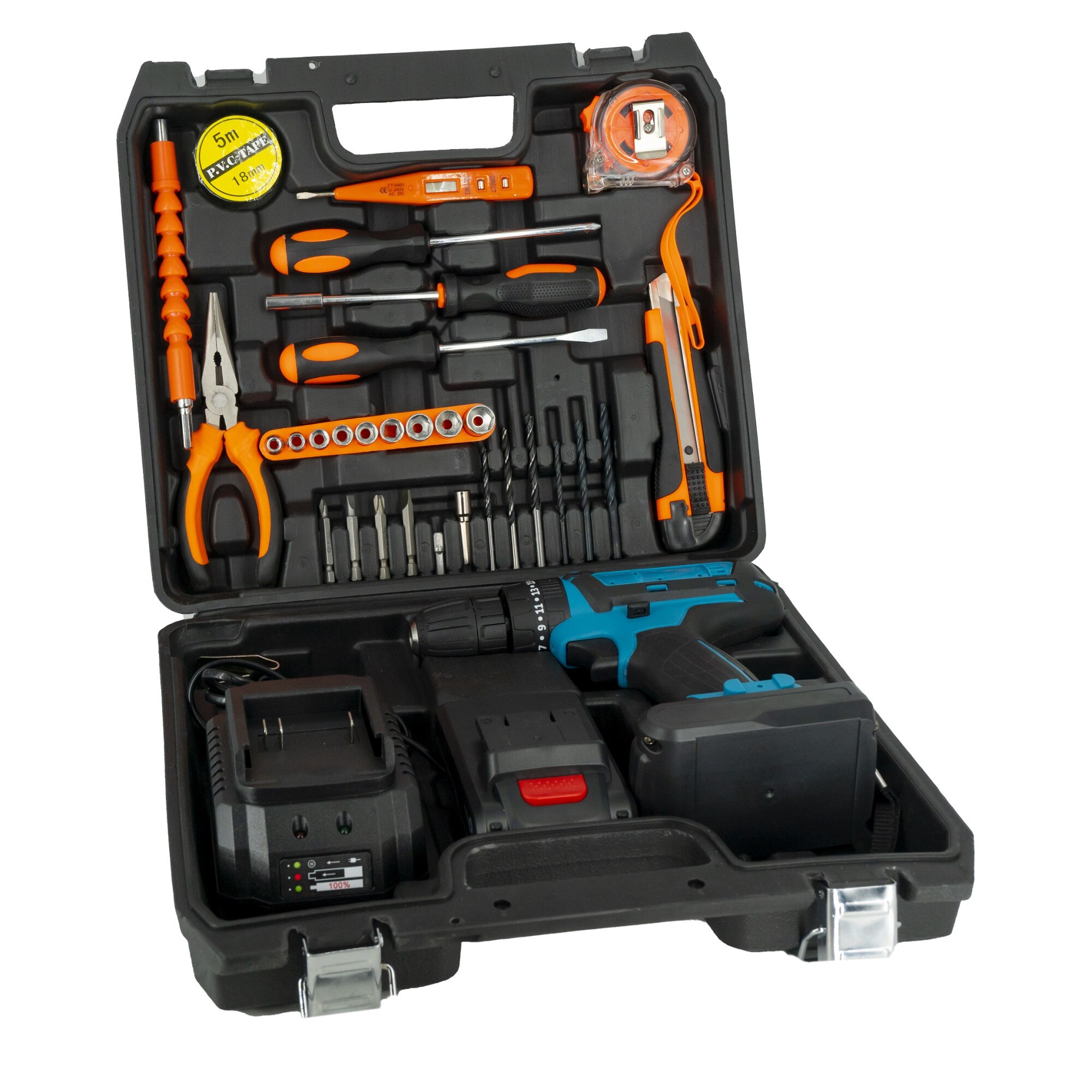 Masina de gaurit si insurubat ( bormasina ), GSA Poland, 24V cu 2 acumulatori 2Ah si incarcator + 30 accesorii, valiza transport plastic