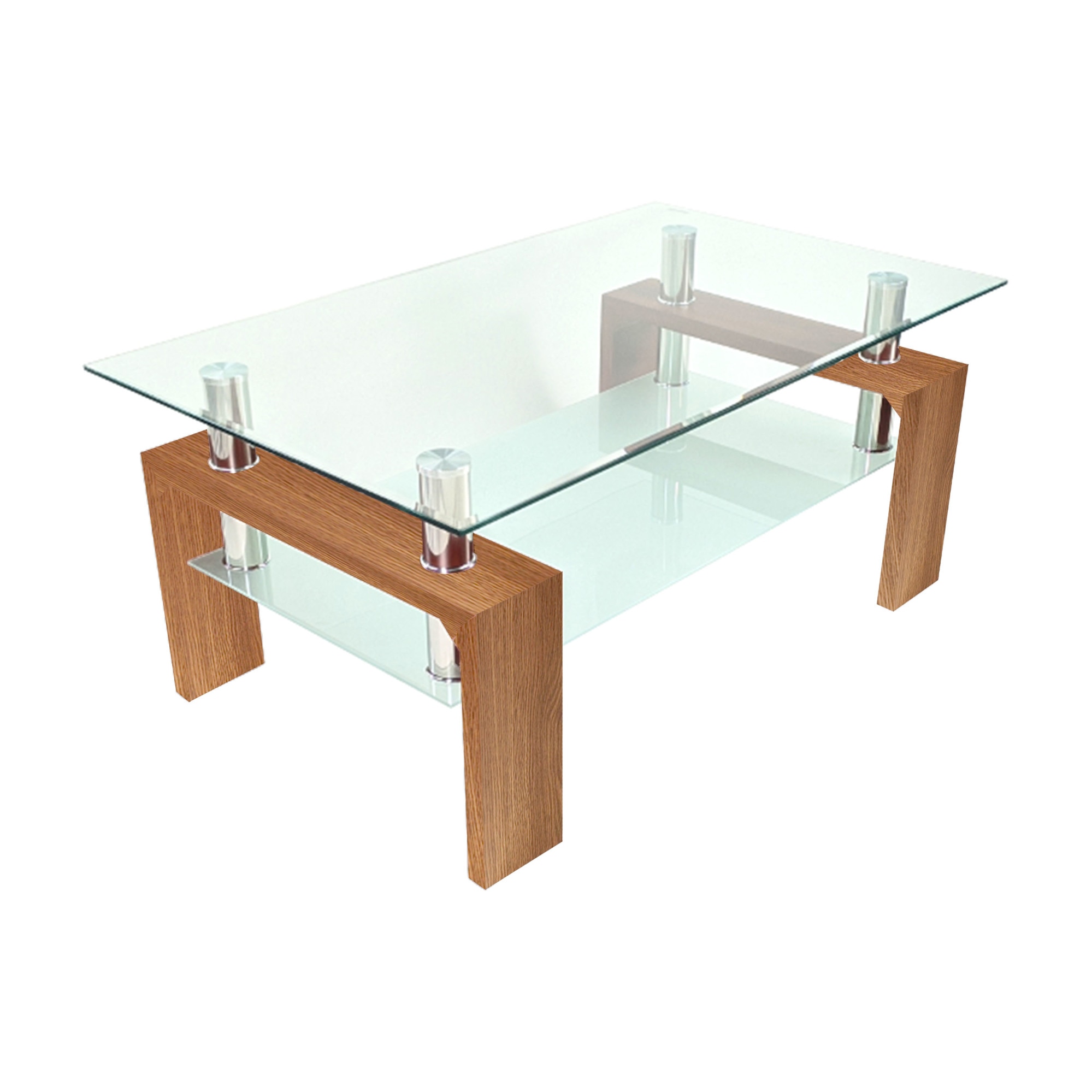 Masuta de cafea 878, stejar natur, sticla securizata 100 x 60 x 45 cm