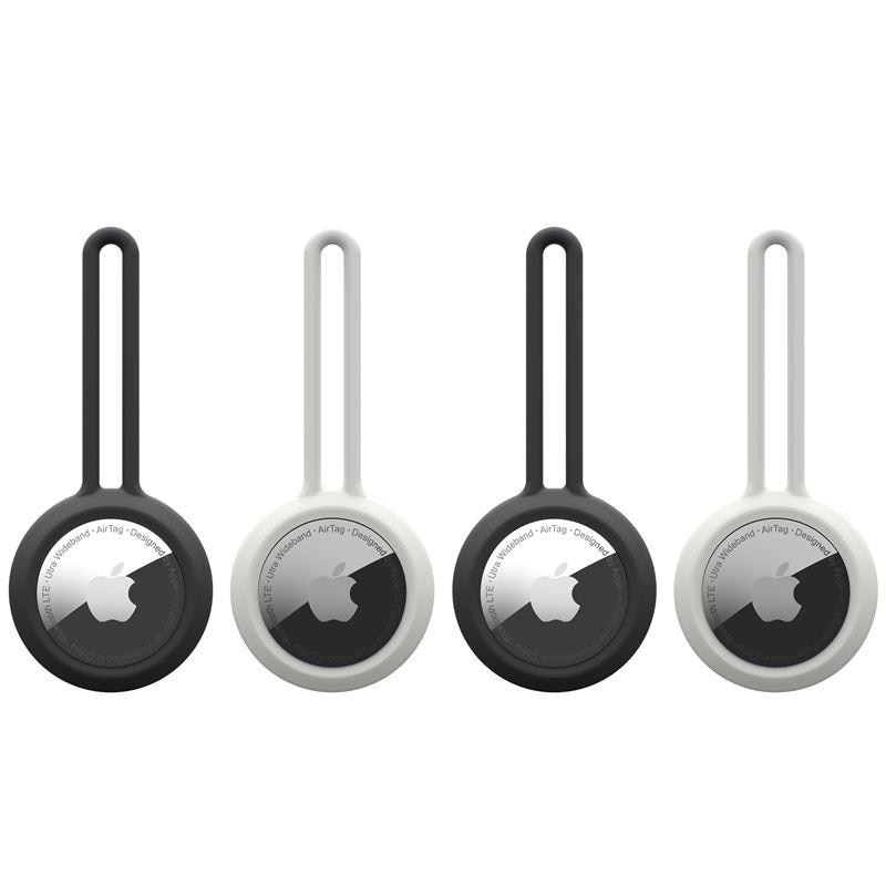Set 4 Carcase de protectie UAG U Dot Loop compatibile cu Apple AirTag, Antimicrobiane, Negru/Alb