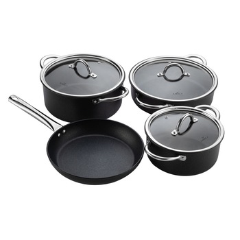 Set 3 oale cu capac si o tigaie Karaca, BioDiamond Master, 20/24/26 cm, 2.5l/3.5 l/4.5 l, Diamant, Negru Set 3 oale cu capac si o tigaie Karaca, BioDiamond Master, 20/24/26 cm, 2.5l/3.5 l/4.5 l, Diamant, Negru