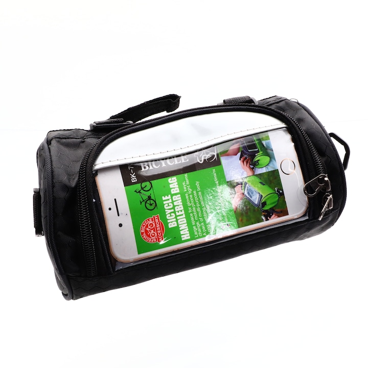 Чанта за велосипед, с горен джоб за телефон, водоустойчива, 22 х 13 см, черна