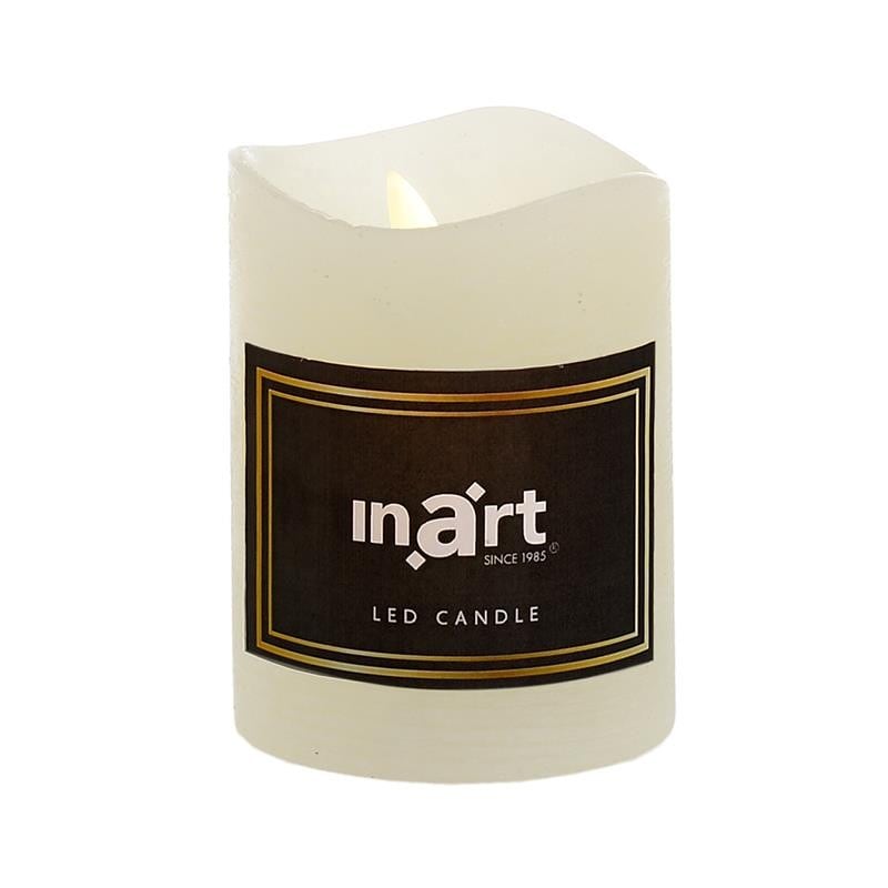 Lumanare din ceara, cu led, crem-ivory, 7.5x10 cm