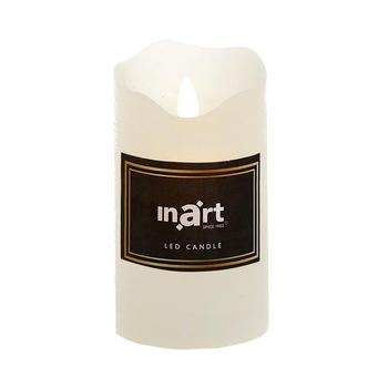 Lumanare din ceara, cu led, crem-ivory, 8x14 cm Lumanare din ceara, cu led, crem-ivory, 8x14 cm