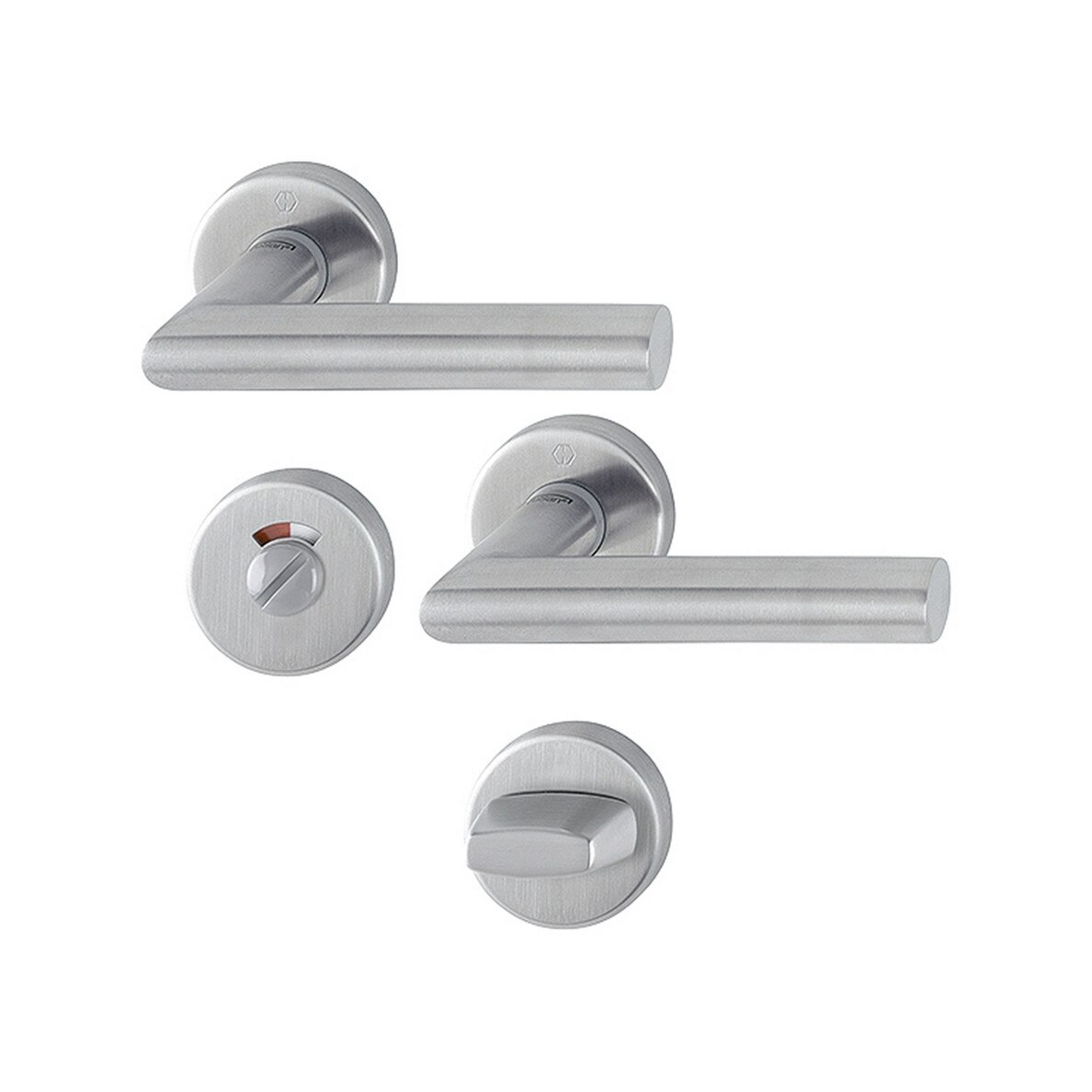 Maner usa interior, Hoppe Amsterdam, cu rozeta pentru baie, material inox, anti-microbian