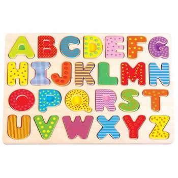 Aflabet din lemn tip puzzle - Lelin Aflabet din lemn tip puzzle - Lelin