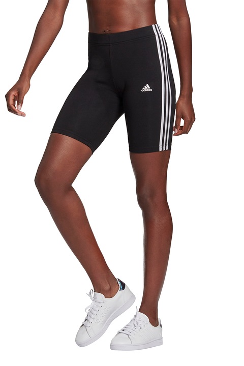 adidas Sportswear, Къс клин Essentials с висока талия, Бял/Черен