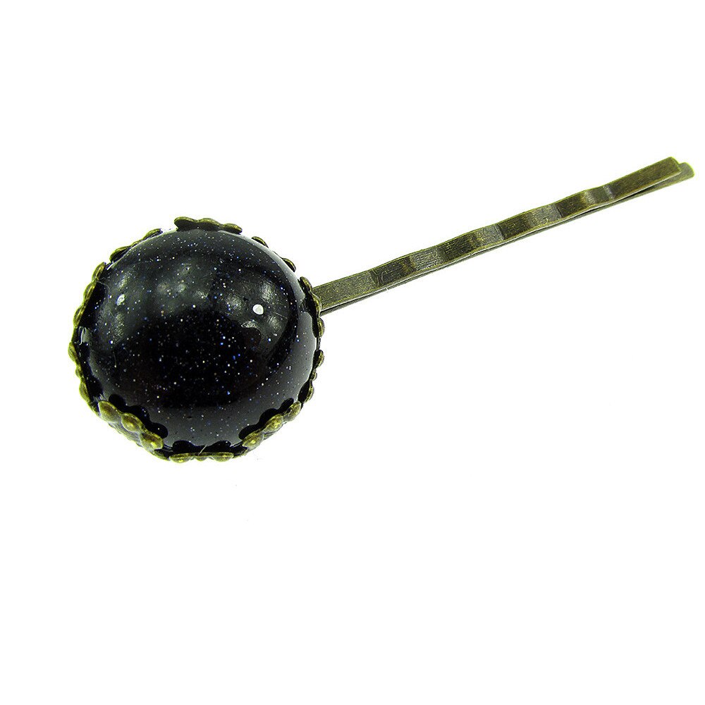 Agrafa de par cu Piatra Soarelui albastra 16 MM