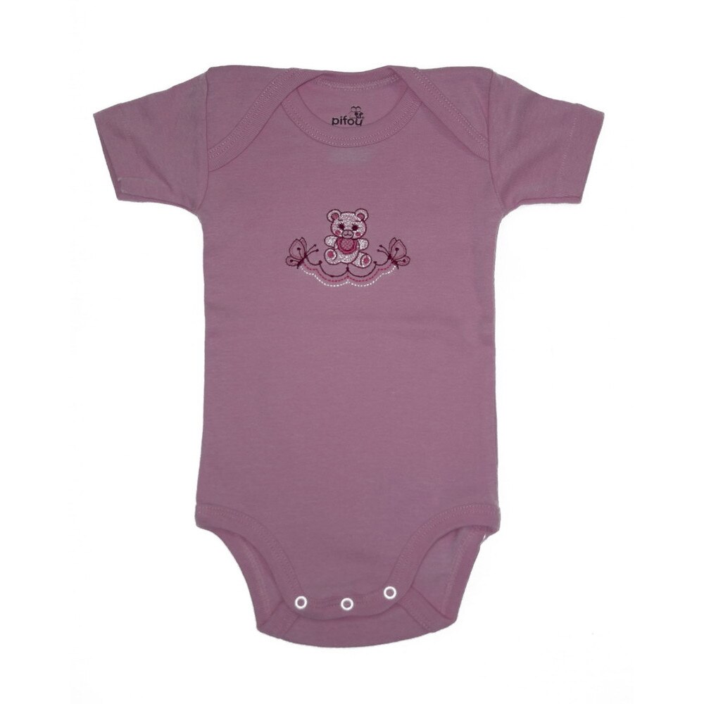 Body bebelusi cu maneca scurta, Pifou, Model 6, Roz deschis
