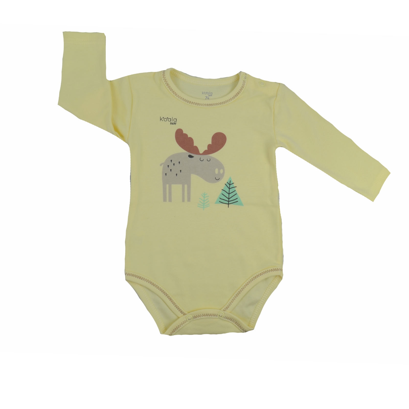 Body cu maneca lunga pentru baieti Koala Happy Baby 07-499GN, Galben 74 cm