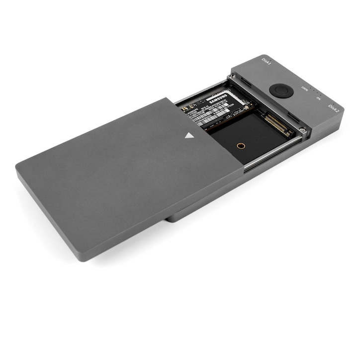 Двоен четец 2x SSD M.2 PCIe NVMe, SILKASE, USB Type C интерфейс