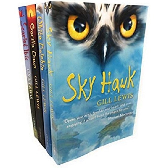 Gill Lewis Animal 4 Books Set Collection Sky Hawk, White Dolphin, Gorilla Dawn