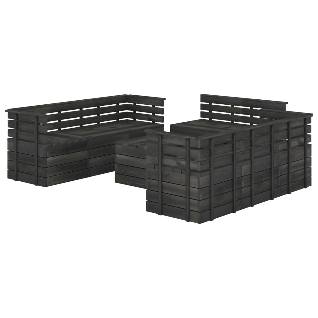 Set mobilier de gradina din paleti cu 9 piese, vidaXL, Lemn, 60 x 65 x 71.5 cm, Gri