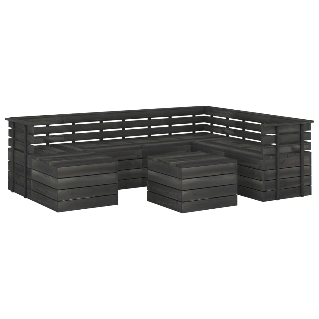Set mobilier de gradina din paleti cu 8 piese, vidaXL, Lemn, 60 x 65 x 71.5 cm, Gri
