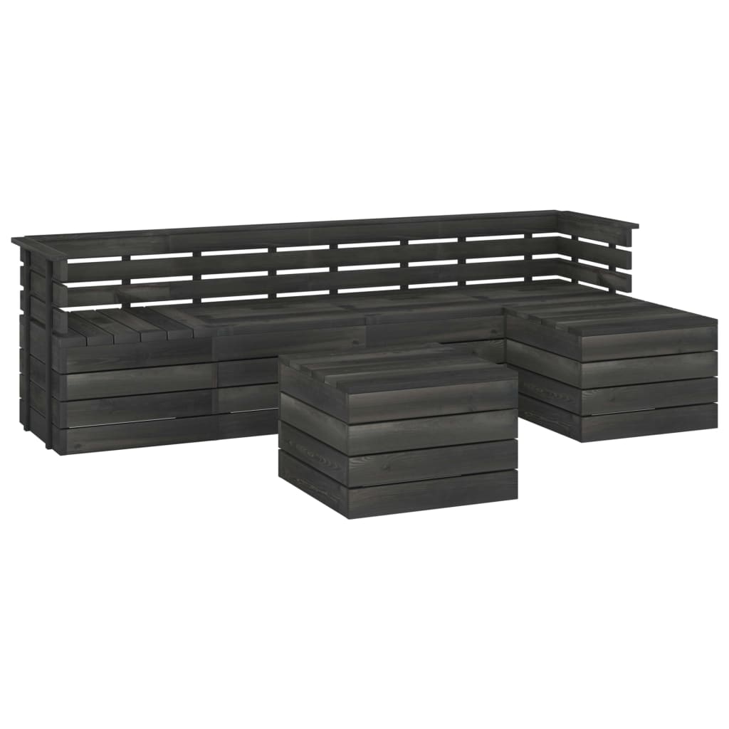 Set mobilier de gradina din paleti cu 6 piese, vidaXL, Lemn, 60 x 65 x 71.5 cm, Gri
