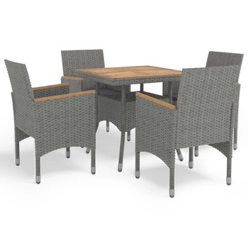 Set mobilier de gradina cu 5 piese cu perne, vidaXL, Poliratan, 80 x 80 x 75 cm, Gri Set mobilier de gradina cu 5 piese cu perne, vidaXL, Poliratan, 80 x 80 x 75 cm, Gri