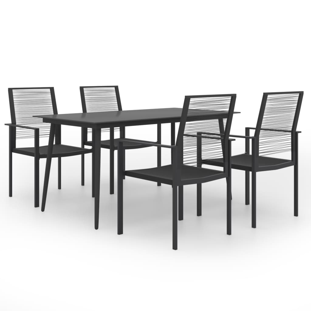 Set mobilier de gradina din otel cu 1 masa si 4 scaune, vidaXL, Otel, 150 x 80 x 74 cm, Negru
