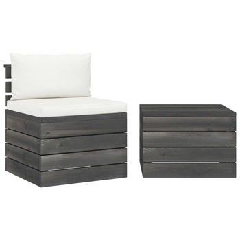 Set mobilier de gradina din paleti cu 1 masa si 1 canapea cu perna, vidaXL, Lemn, 60 x 65 x 71.5 cm, Crem Set mobilier de gradina din paleti cu 1 masa si 1 canapea cu perna, vidaXL, Lemn, 60 x 65 x 71.5 cm, Crem