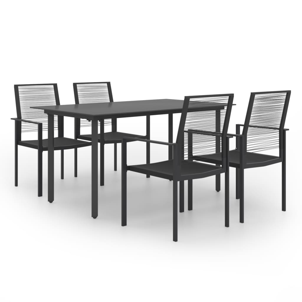 Set mobilier de gradina din otel cu 5 piese, vidaXL, Otel, 150 x 80 x 74 cm, Negru
