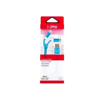 Cablu USB cu fermoar , 2 in 1 , Albastru , 40 cm Cablu USB cu fermoar , 2 in 1 , Albastru , 40 cm