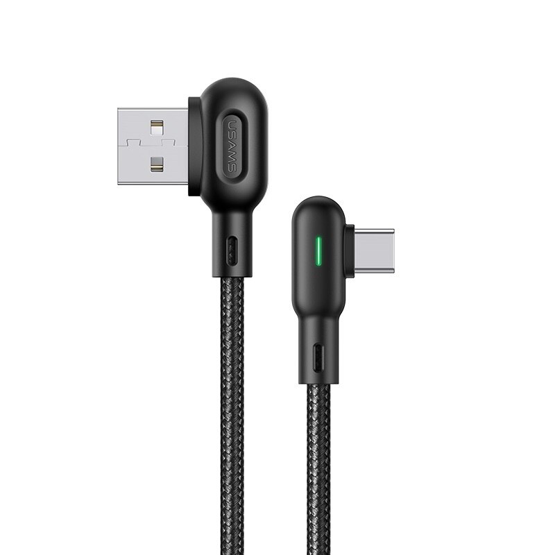 Cablu De Date Si Incarcare Usams U57 Type-C Right-Angle Negru Cu Led
