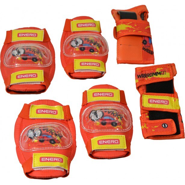 Set de cotiere, genunchiere si protectii pentru incheieturi Enero Car, marimea S, portocaliu