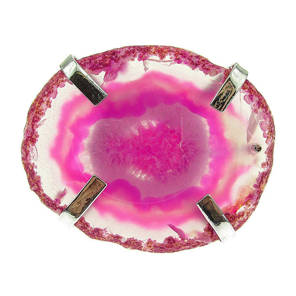 Inel reglabil statement masiv cu agata roz naturala A