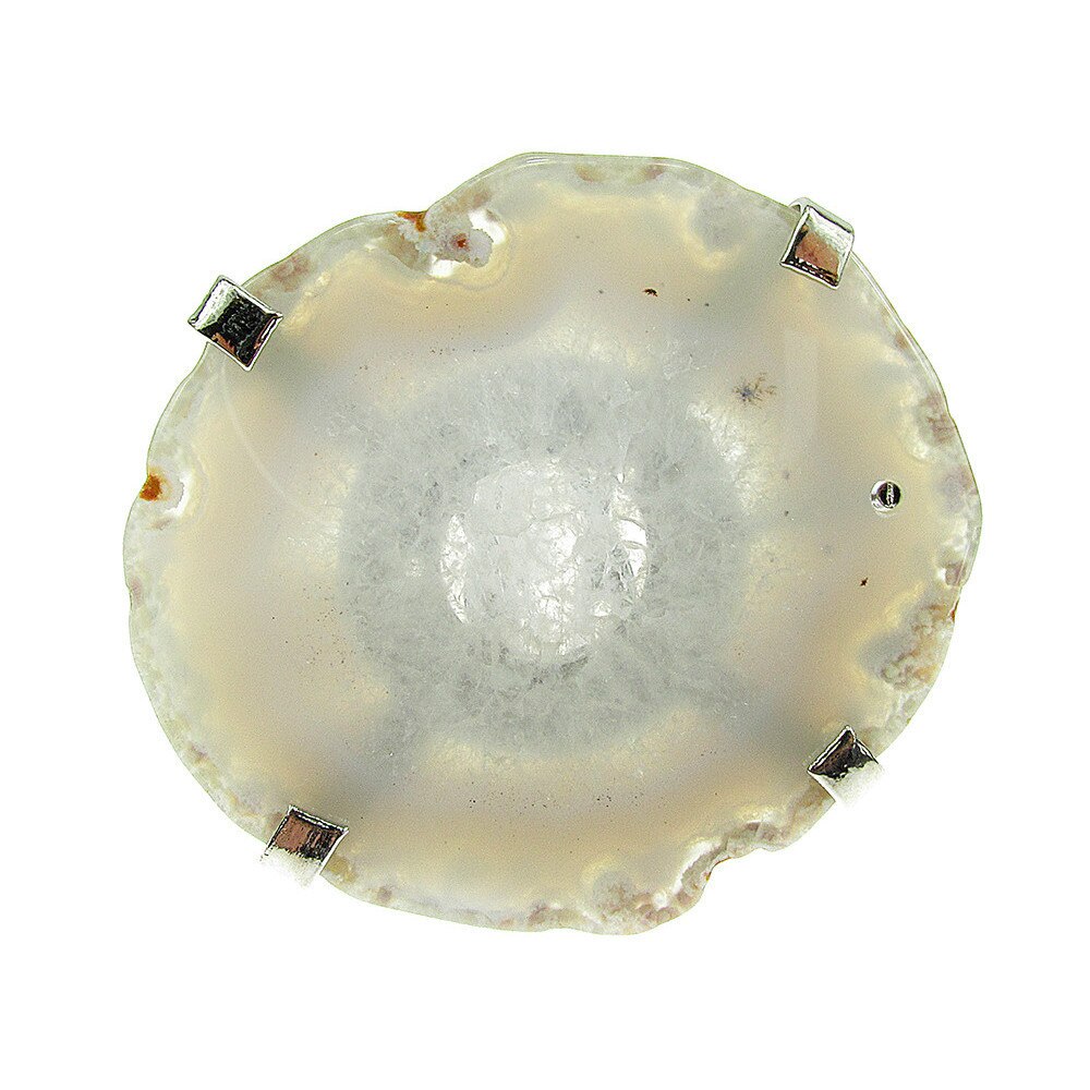 Inel reglabil statement masiv cu agata alba naturala E