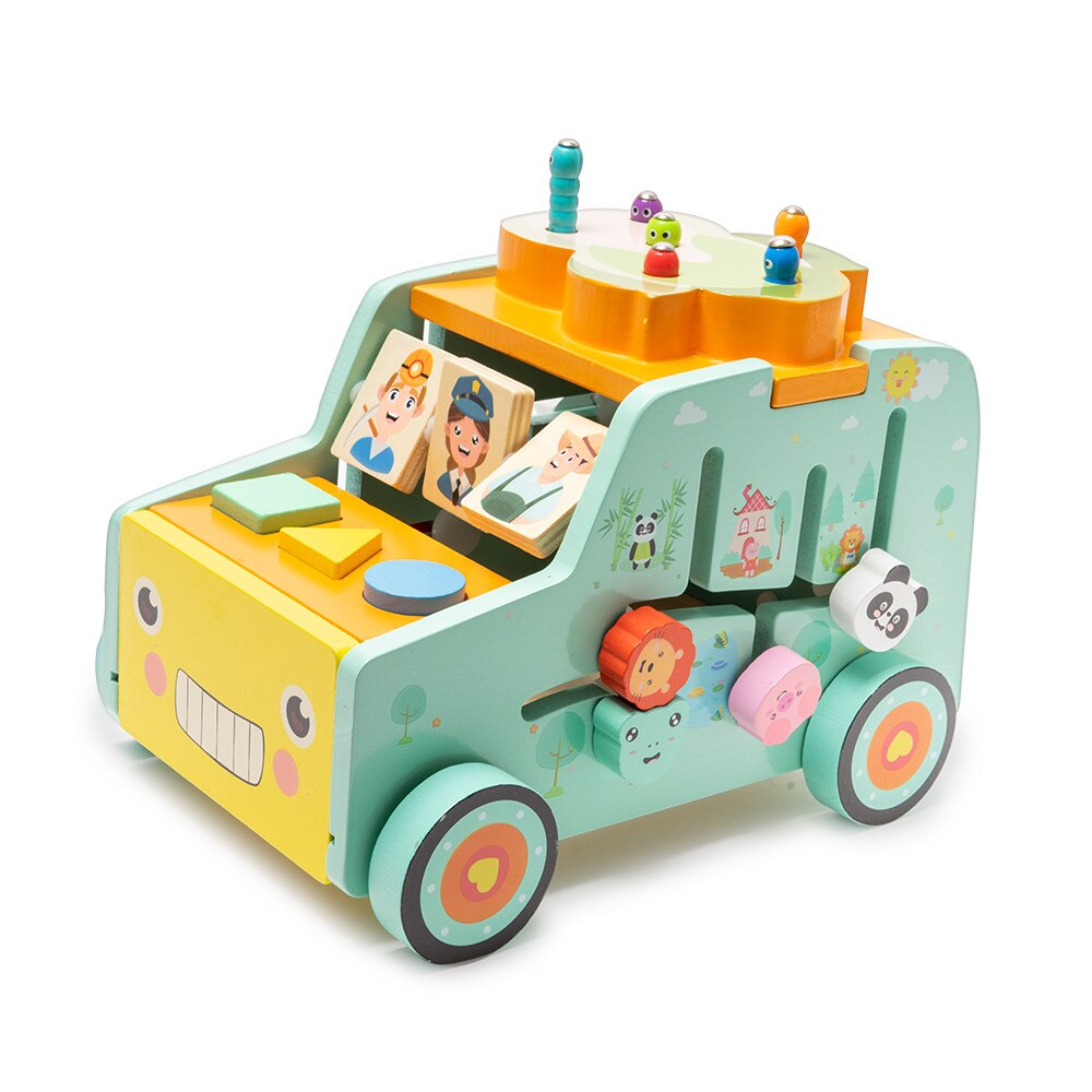 Centru de activitati multifunctional din lemn - masinuta si pescuit