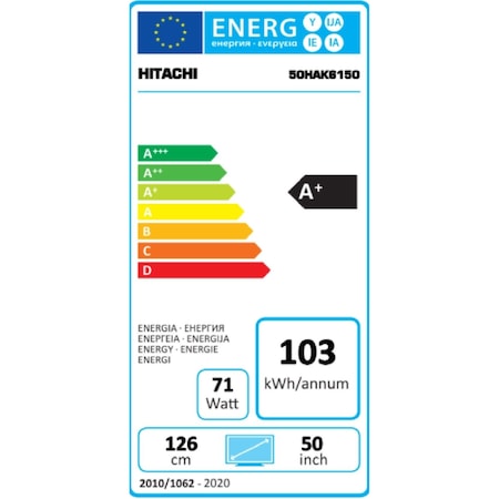 Телевизор Hitachi 50HAK6150, 50 inch , 127 см, 3840x2160 UHD-4K , Android , LED , Smart TV