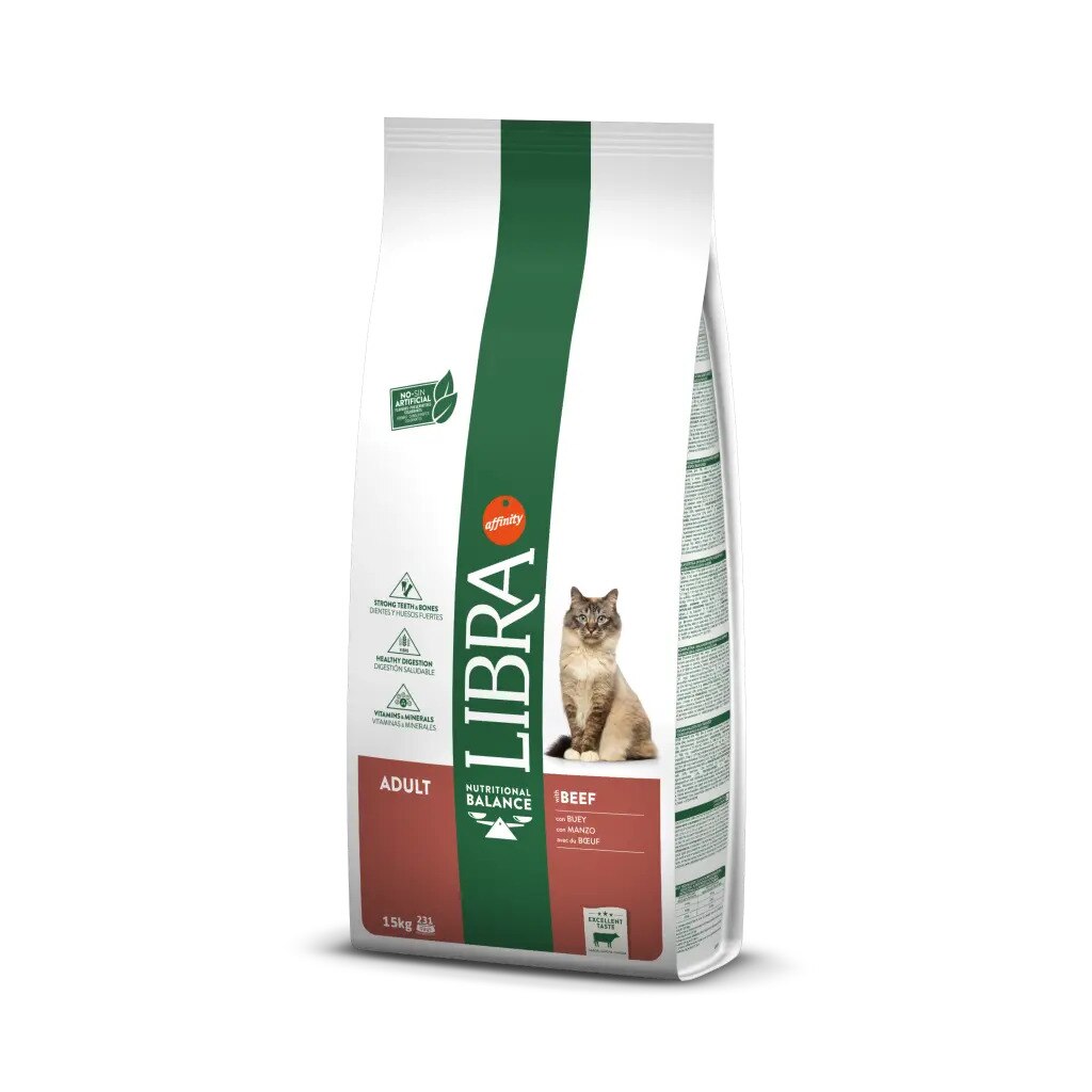 Hrana uscata pentru pisici Libra Adult, vita, 15 kg