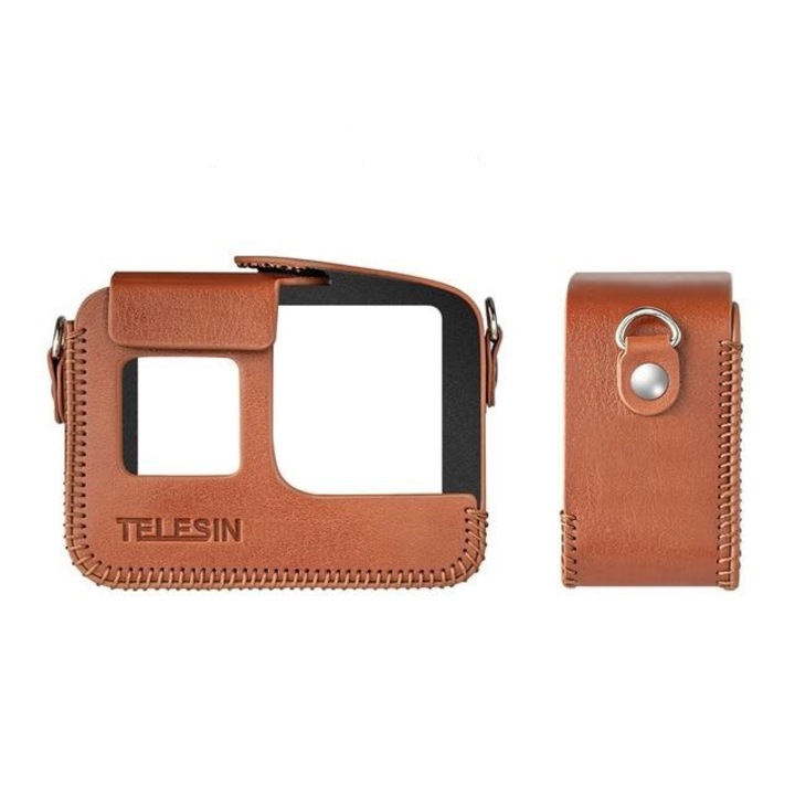 Кожен кейс HQwear Telesin за GoPro Hero 5/6/7, кафяв