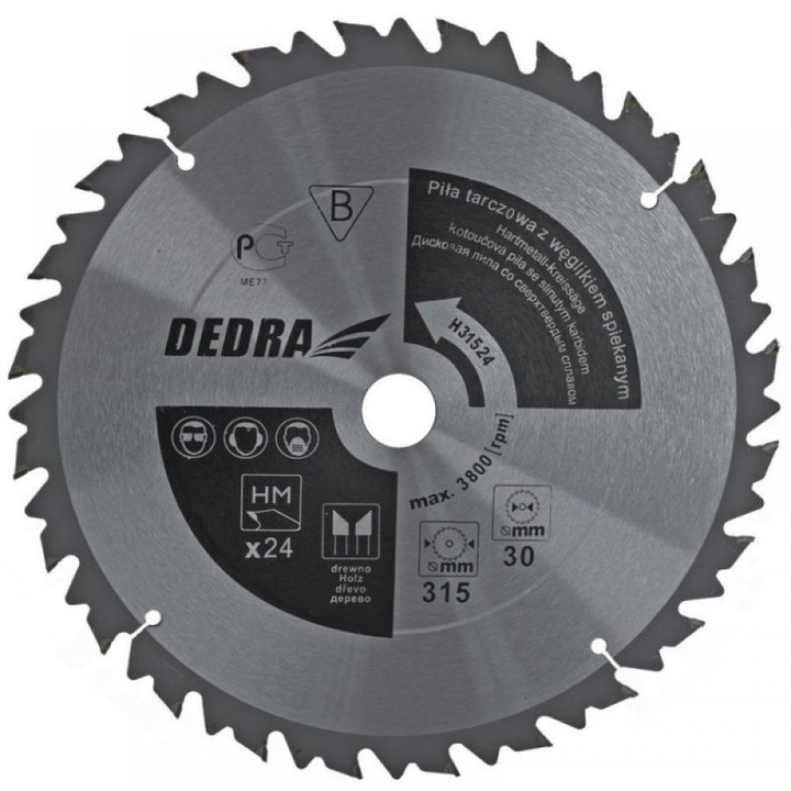 Dedra körfűrészlap 450x30 mm Z36 keményfémlapkás fához ütközővel