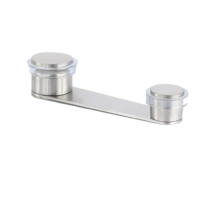 Opritor de usa cu suport rotativ, instalare autoadeziva sau cu surub, otel inoxidabil, finisaj mat si cauciuc transparent, grosime usa 50mm, Evi Herrajes, 040164RTADAM
