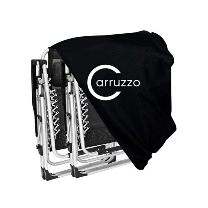 Husa de protectie Carruzzo, impermeabila, pentru sezlong de gradina pliabil, 70x30x100cm, negru
