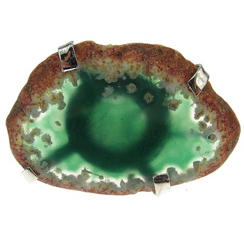 Inel reglabil statement masiv cu agata verde naturala F Inel reglabil statement masiv cu agata verde naturala F