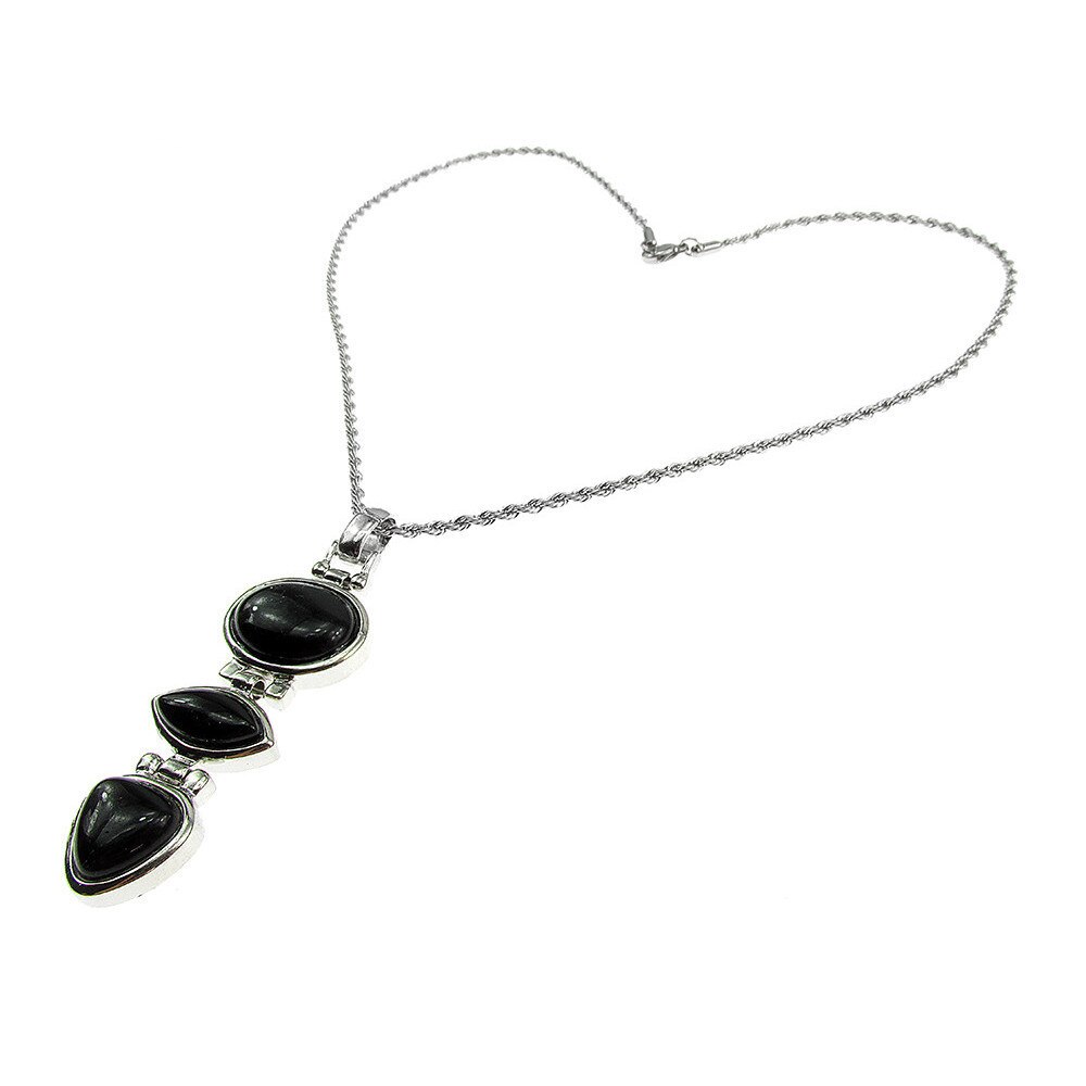 Colier inox cu pandantiv lung de onix natural