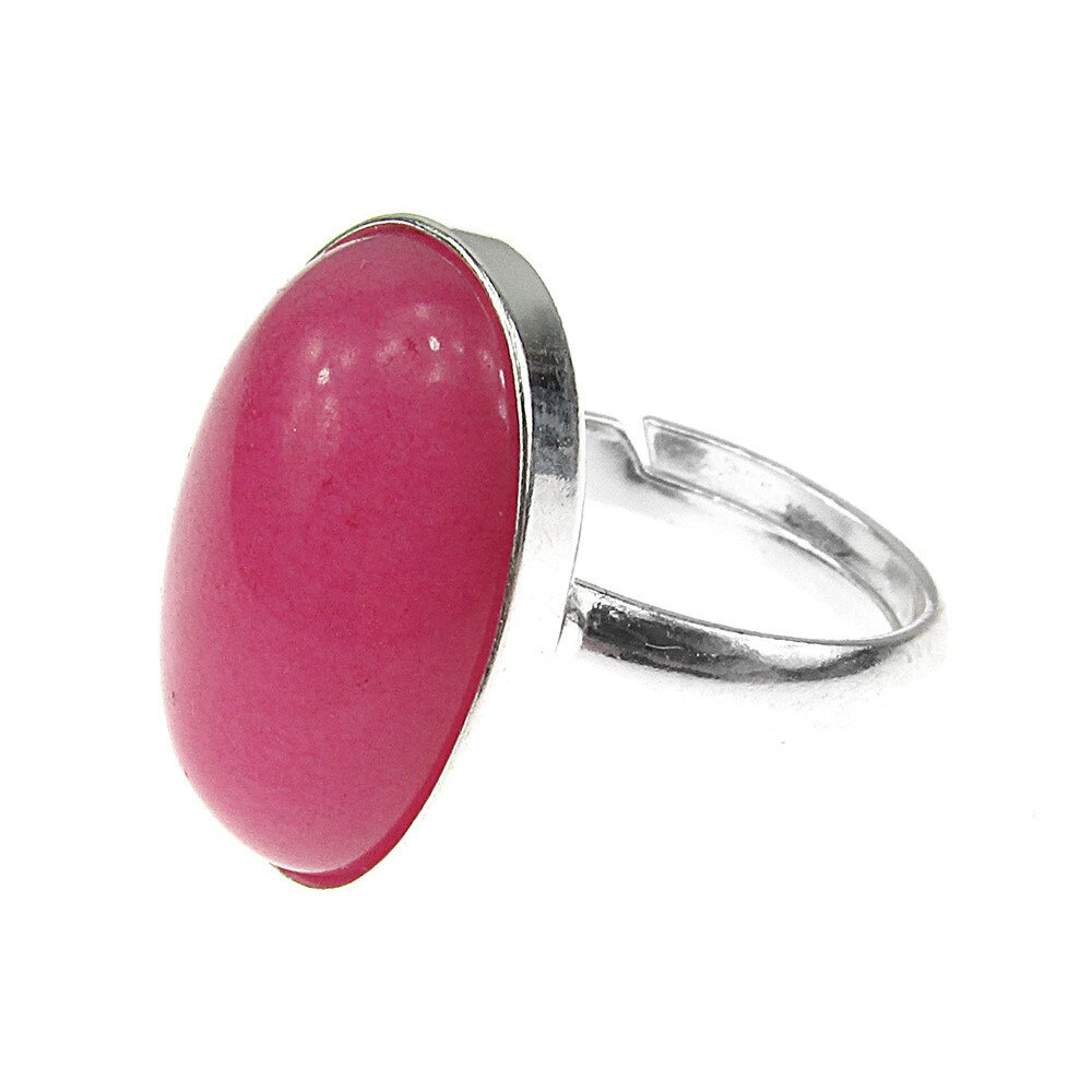 Inel argint reglabil cu jad roz natural 18x13 MM