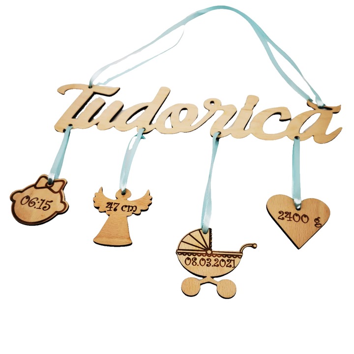 Décor bebe personalizat, Lemn, 30 cm