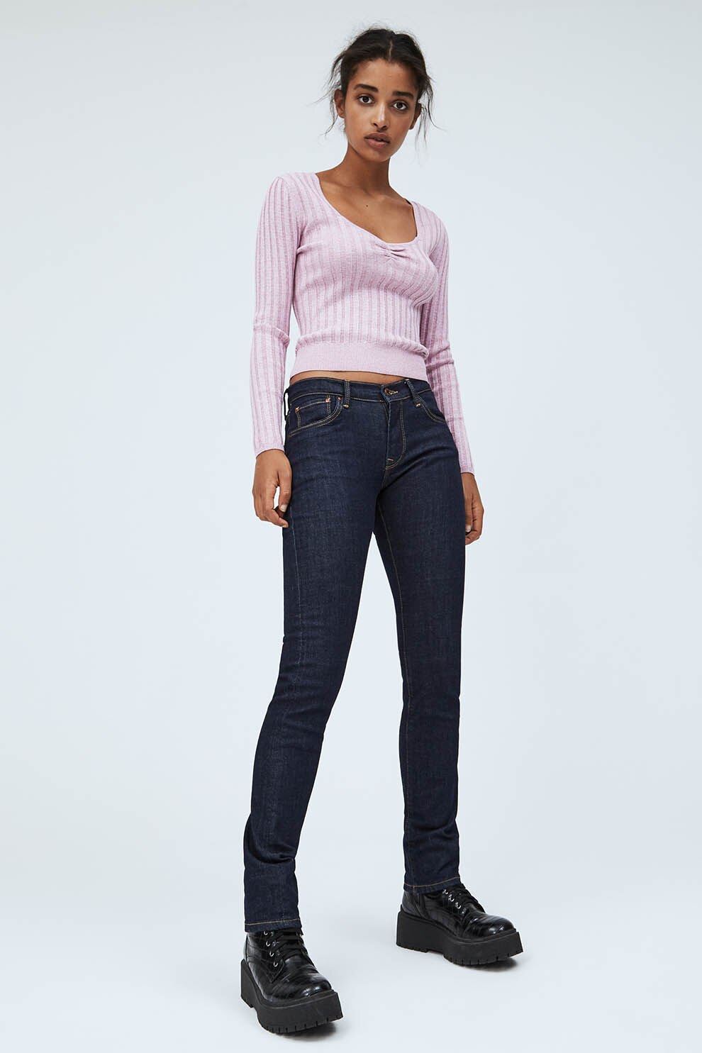 Pepe Jeans London, Blugi slim fit, Albastru inchis, W27-L32