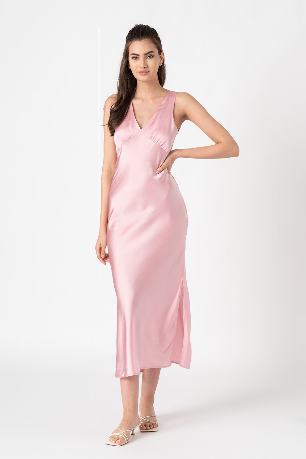 Pepe Jeans London, Rochie dreapta din satin Lila, Roz