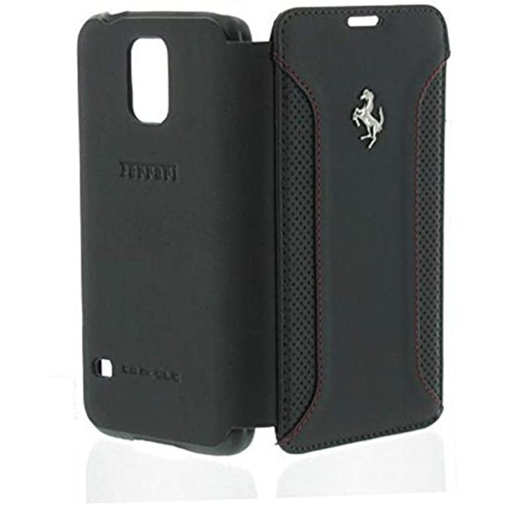 Калъф тефтер Ferrari за HTC One, Естествена кожа, Черен