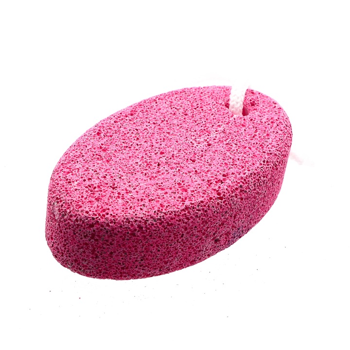 Piatra ponce, pentru ingrijire calcaie, model oval, 10.3 x 6 x 3 cm, Roz